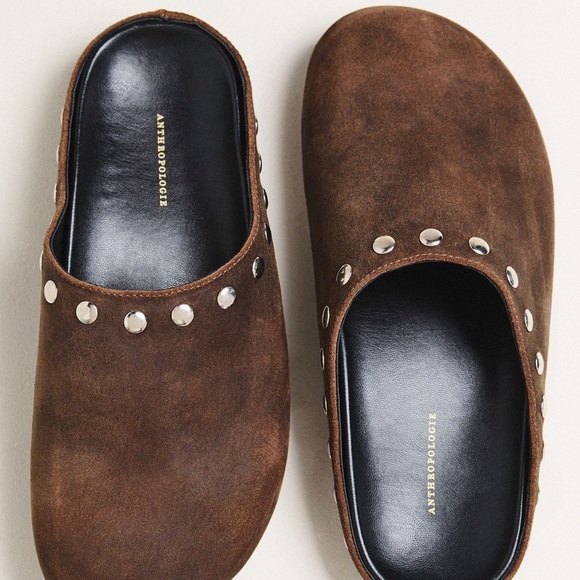 Anthropologie Brown Suede Slip-On Mules - Picture 2 of 6